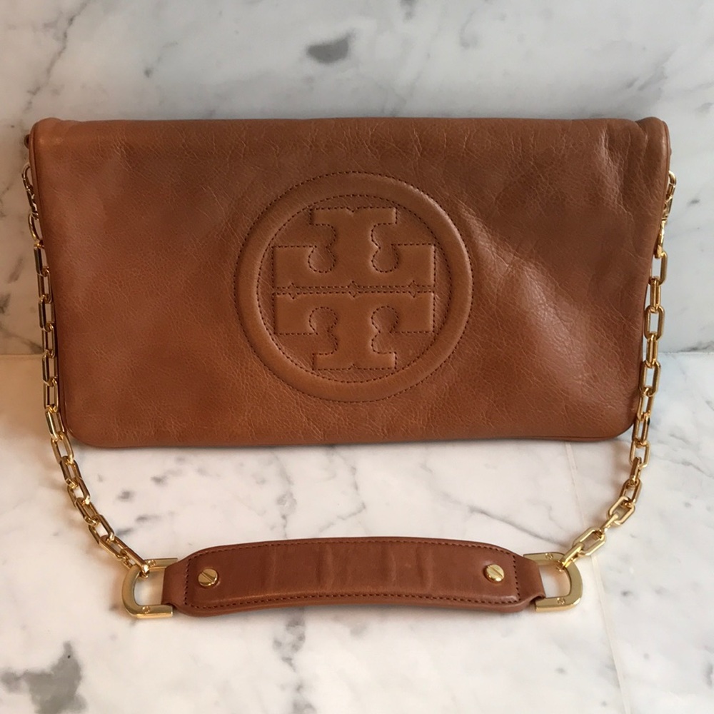 Tory Burch Camel Leather Clutch